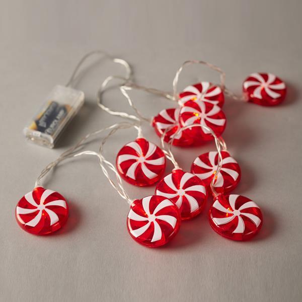 LÍNEA, 10 LED 5mm, CON CARAMELO DECORATIVO, CAJA DE PILAS 2xAA, TEMPORIZADOR, CABLE PVC TRANSPARENTE, LED BLANCO CÁLIDO, POR 15cm, CABLE CONDUCTOR, 30cm, IP20