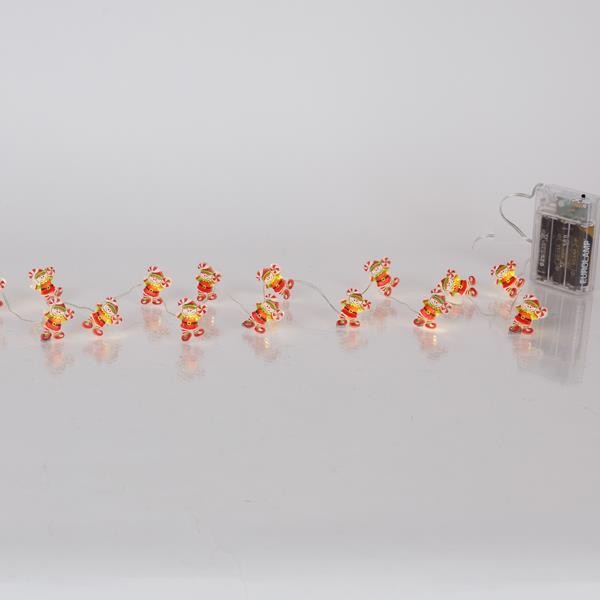 LÍNEA, 20 MINI LED, DUENDES DE CARAMELO, CAJA DE PILAS 3xAA, TEMPORIZADOR, CABLE DE COBRE PLATEADO, LED BLANCO CÁLIDO, POR 10 cm, CABLE DE CONDUCCIÓN 30 cm, IP20