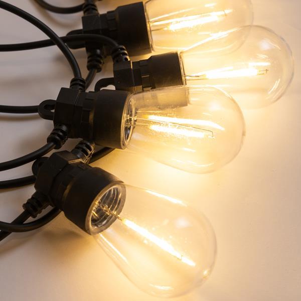 GUIRNALDA 10 LÁMPARA S14, ADAPTADOR 24V, FIJA, LED BLANCO CÁLIDO, POR 50cm, 2 CONECTORES HASTA 2 JUEGOS, CABLE 3m, IP44