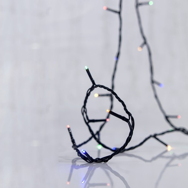 LÍNEA, 96 LED 5 mm, PANEL SOLAR CON SENSOR DE LUZ, FUNCIÓN FIJA/DESTELLANTE, CABLE DE PVC VERDE, MULTILED, POR 10 cm, CABLE DE CONDUCCIÓN 1 m, IP44