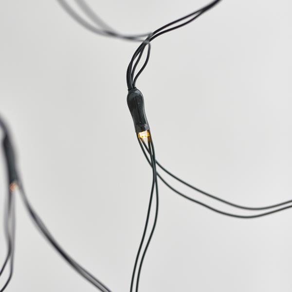 RED, 60 LED 5 mm, PANEL SOLAR CON SENSOR DE LUZ, 8 M/H, CABLE PVC VERDE, LED BLANCO CÁLIDO (Alto 100 x Ancho 100 cm), CABLE CONDUCTOR 1 m, IP44