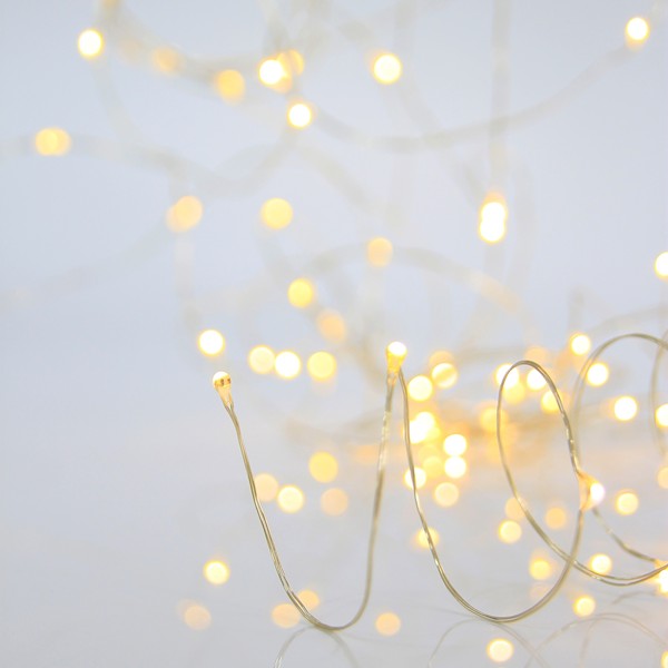 MINI LED LÍNEA 300, ADAPTADOR DE 6 V, FIJO, CABLE DE COBRE PLATEADO, LED BLANCO CÁLIDO, POR 10 cm, CABLE DE CONDUCCIÓN 5 m, IP44