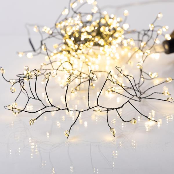 GRUPO DE 3 M, 240 MINI LED DE SILICONA, ADAPTADOR DE 6 V, FIJO, CABLE DE COBRE VERDE, LED BLANCO CÁLIDO, CABLE DE 3 M, IP44