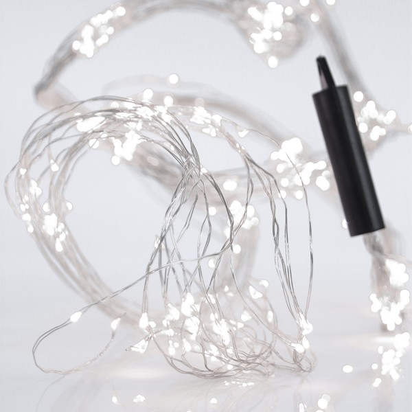 PULPO, 400 MINI LED, ADAPTADOR DE 4,5 V, CABLE DE COBRE PLATEADO, LED BLANCO, POR 10 cm, (16 LÍNEAS X 25 LED), CABLE DE CONDUCCIÓN DE 5 m, IP44