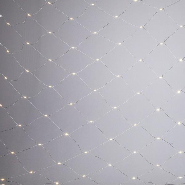 RED, 150 MINI LED LECHOSO, ADAPTADOR DE 27 V, FIJO, CABLE DE COBRE DE PVC TRANSPARENTE, LED BLANCO CÁLIDO, 200 (An) x 250 (Al) cm, CABLE DE CONDUCCIÓN DE 5 m, IP44