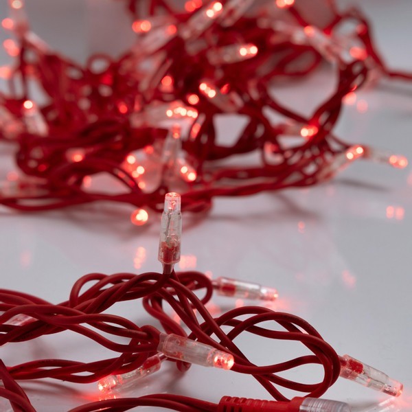 LÍNEA, 96 LED 5mm, 24V, CABLE DE GOMA ROJO, CON EXTENSIÓN, 2 CONECTORES HASTA 10 JUEGO, LED ROJO POR 10cm, JUEGO DE 5 LÍNEAS Y 1 EXTENSIÓN 3m, ΙΡ65