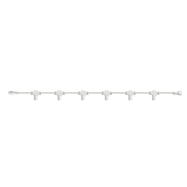 Cable de goma blanco para cortina, 6 conectores verticales, con conector, 0,7 m, IP65.