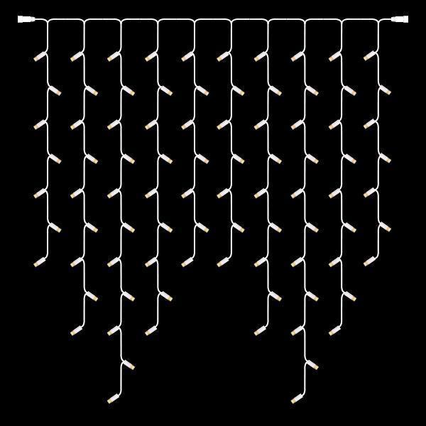 Carámbano DIY, 86 LED de 5 mm con copas, 230 V, cable de goma blanco, con extensión, LED blanco cálido, por 10 cm (alto 110 x ancho 100 cm, 7/9/11/9/7), IP65 (sin enchufe)