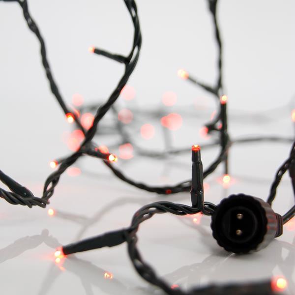 LÍNEA, 100 LED 3 mm, ADAPTADOR 31 V, 4 CONECTORES HASTA 3 JUEGOS, CABLE PVC VERDE, LED ROJO, POR 5 cm, CABLE CONDUCTOR 3 m, IP44