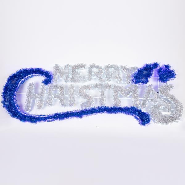 Cuerda de luces LED FELIZ NAVIDAD, 184 x 5 x 65,5 cm, 21 m, color plata y azul, cable de 1,5 m, IP44