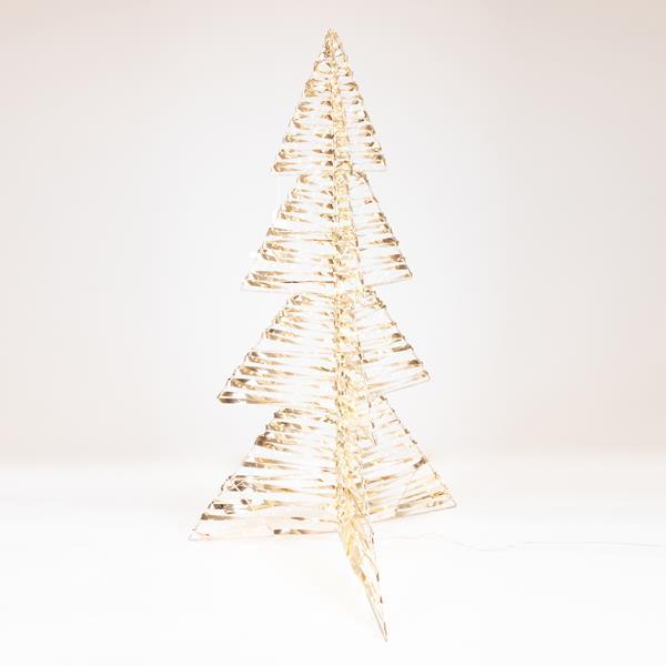ÁRBOL ILUMINADO DORADO 120cm, 960 LED, ADAPTADOR 24V, TEMPORIZADOR, CABLE DE COBRE PLATEADO, LED BLANCO CÁLIDO, CABLE DE PLOMO 500cm, IP44
