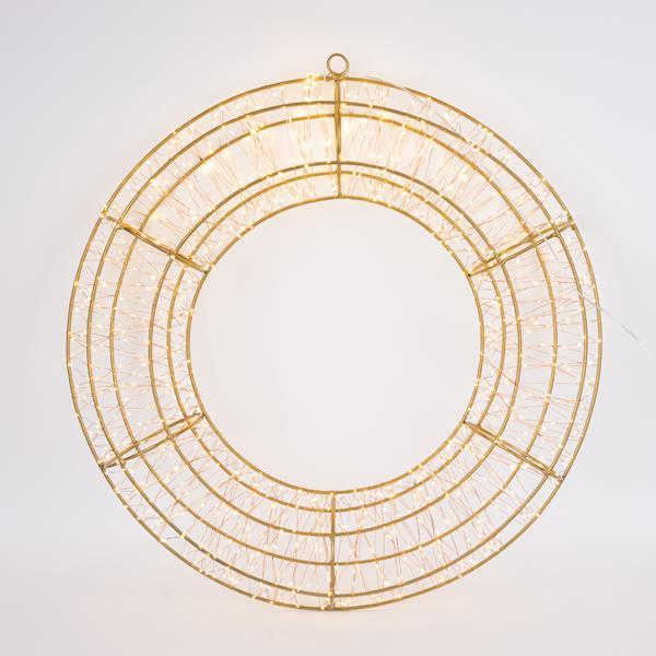 Guirnalda luminosa de 58 cm, 1200 LED, adaptador de 31 V, temporizador, estructura de metal color bronce, cable de cobre color bronce, LED blanco cálido, cable de 5 m, IP44