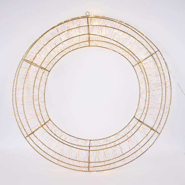 Guirnalda luminosa de 80 cm, 1680 LED, adaptador de 31 V, temporizador, estructura de metal color bronce, cable de cobre color bronce, LED blanco cálido, cable de 5 m, IP44