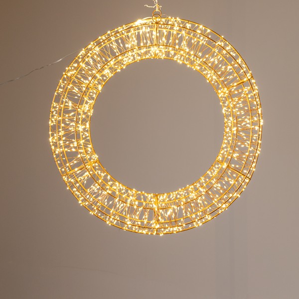 Guirnalda luminosa de 50 cm, 900 mini LED, adaptador de 24 V, temporizador, cable de cobre color bronce, estructura metálica color bronce, LED blanco cálido, cable de 5 m, IP44