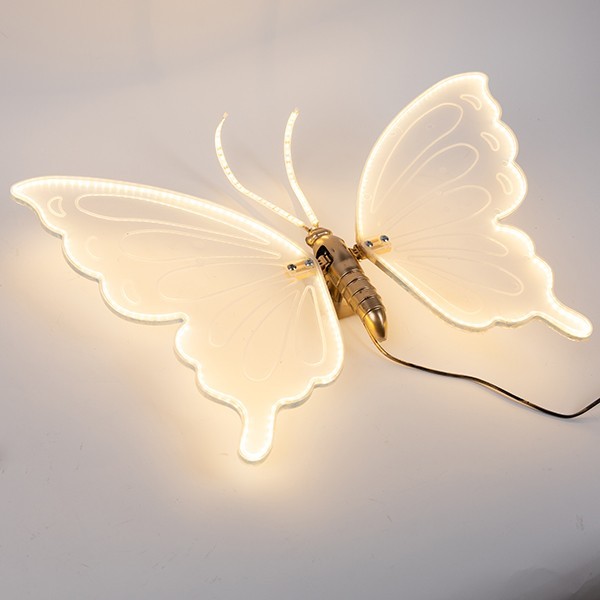 MARIPOSA ILUMINADA DE 80 CM CON MOVIMIENTO, ADAPTADOR DE 24 V, 120 LED/M, LED BLANCO CÁLIDO, CABLE DE 3 M, IP44