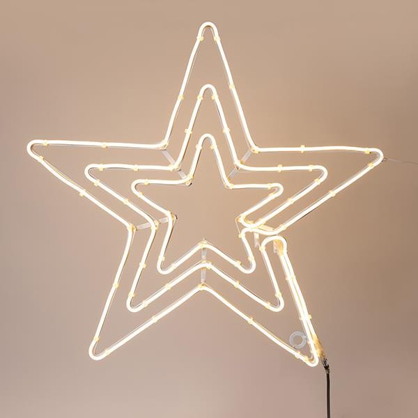 TRIPLE STAR, LUZ DE CUERDA LED NEÓN DE 5 m, BIDIRECCIONAL, LED BLANCO CÁLIDO, 60 x 60 cm, IP44