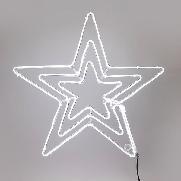 TRIPLE STAR, LUZ DE CUERDA LED NEÓN DE 5 m, BIDIRECCIONAL, LED BLANCO, 60 x 60 cm, IP44
