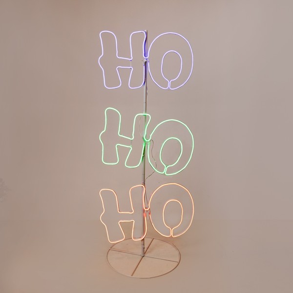 Cuerda luminosa LED de neón HO-HO-HO de 120 x 50 cm, 8,4 m, verde, rojo y azul, bidireccional, cable de 5 m, IP44