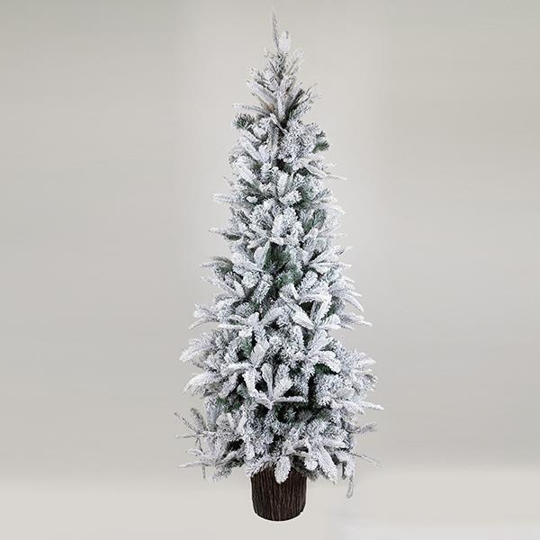 ABETO NEVADO, SUIZA, CON BANCO DE MADERA EN LA BASE, 210 cm