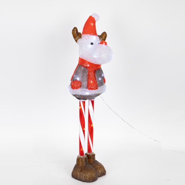 Reno acrílico con patas de caramelo, adaptador de 3,5 V, 35 LED blancos, cable de 5 m, 20 x 22 x 70 cm, IP44