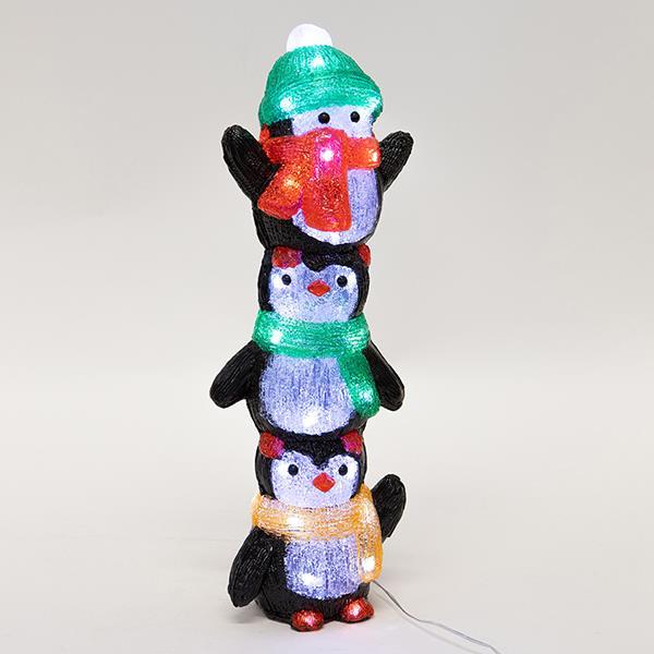 PINGÜINOS ACRÍLICOS, ADAPTADOR DE 3,5 V, 40 LED BLANCOS, CABLE DE 5 m, 16 x 14 x 49 cm, IP44