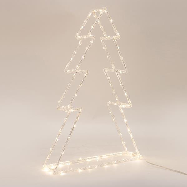 ÁRBOL ACRÍLICO, ADAPTADOR DE 3,5 V, 80 MINI LED BLANCO CÁLIDO, CABLE DE 5 m, 31 x 6,5 x 39 cm, IP44