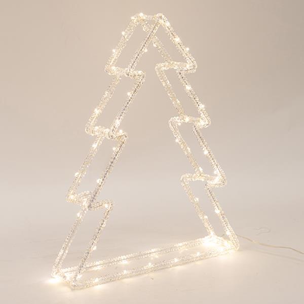 ÁRBOL ACRÍLICO, ADAPTADOR DE 3,5 V, 70 MINI LED BLANCO CÁLIDO, CABLE DE 5 m, 21 x 6,5 x 31 cm, IP44