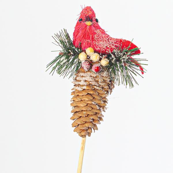 PALO CON PIÑA Y PAJARITO, 40cm