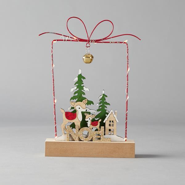 Figura de regalo de metal iluminada, funciona con pilas, 15 x 4,5 x 23 cm, IP20