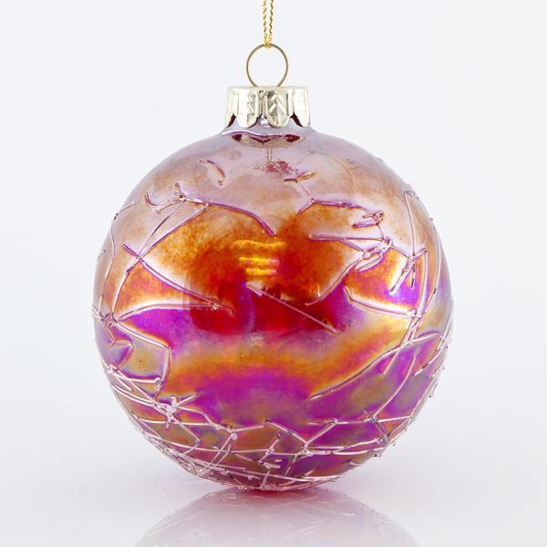 Bola de cristal transparente, color rojo iridiscente, juego de 4 piezas, 8 cm