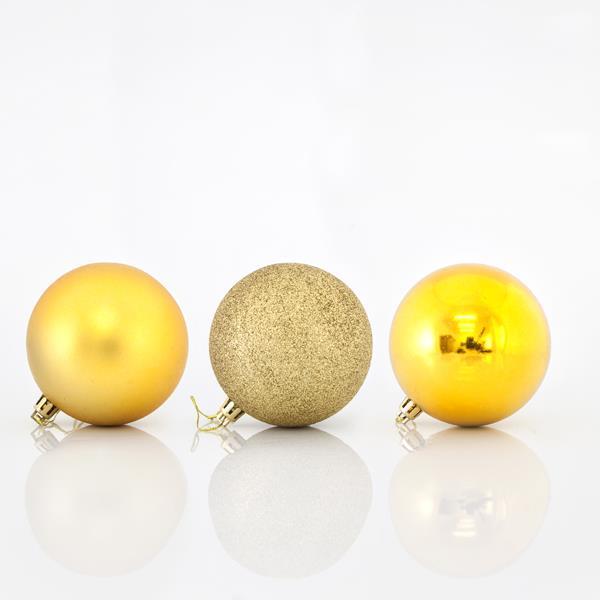BOLAS DE PLÁSTICO DORADAS, SET DE 6 PIEZAS, 8 cm