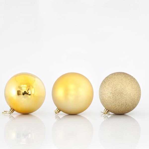 BOLAS DE PLÁSTICO DORADAS, SET DE 6 PIEZAS, 10 cm