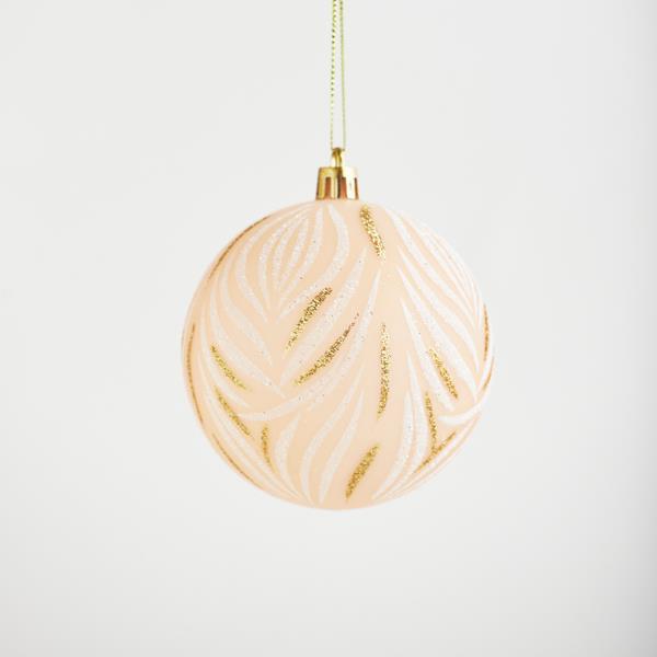 BOLA DE PLÁSTICO, ROSA MATE CON DISEÑO, SET DE 6 UDS., 8 cm