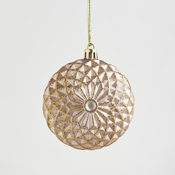 ADORNO DE PLÁSTICO, SET DE 4 PIEZAS, CHAMPÁN CON BRILLO, 8 cm