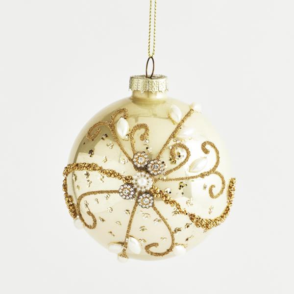 Bola de cristal dorada con diseño, juego de 4 piezas, 8 cm