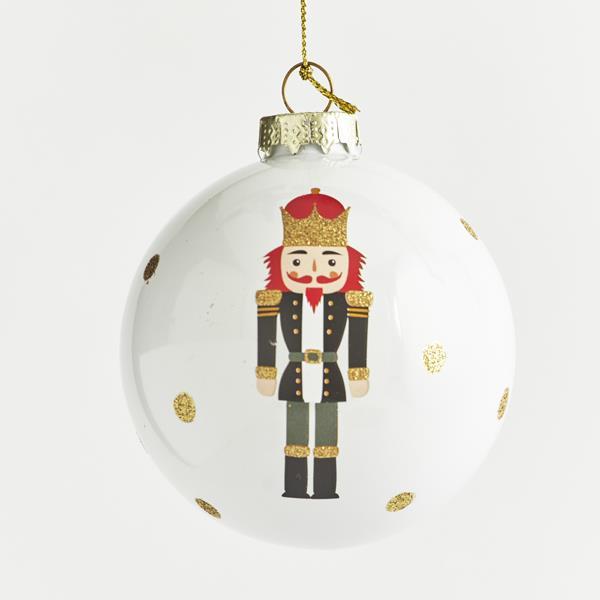 Bola de cristal blanca con diseño de cascanueces, juego de 4 piezas, 8 cm