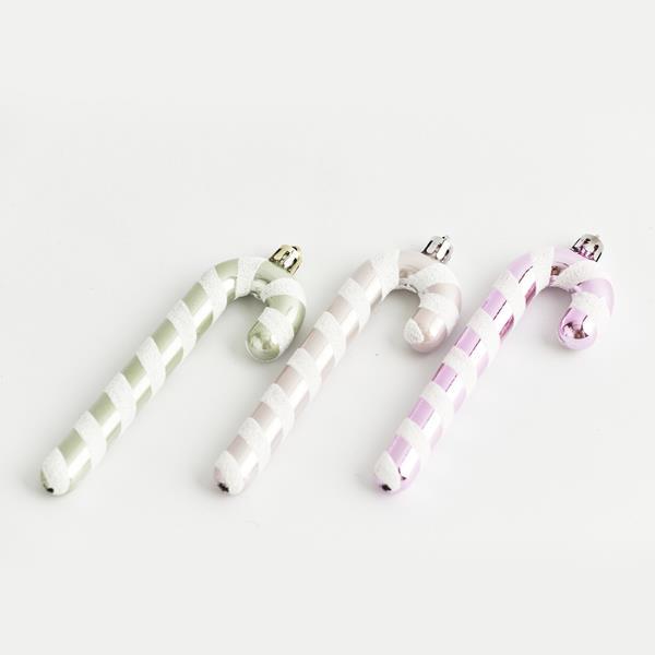 Bastones de caramelo de plástico, color rosa claro, rosa y oliva claro, juego de 3 piezas, 13 cm