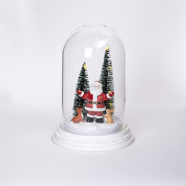 CÚPULA DE CRISTAL ILUMINADA CON PAPÁ NOEL, 12x17cm