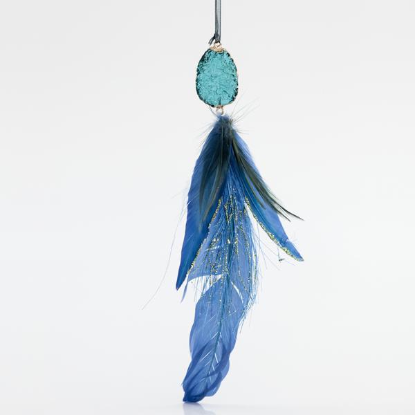 PLUMA COLGANTE, AZUL, 23x7x4cm