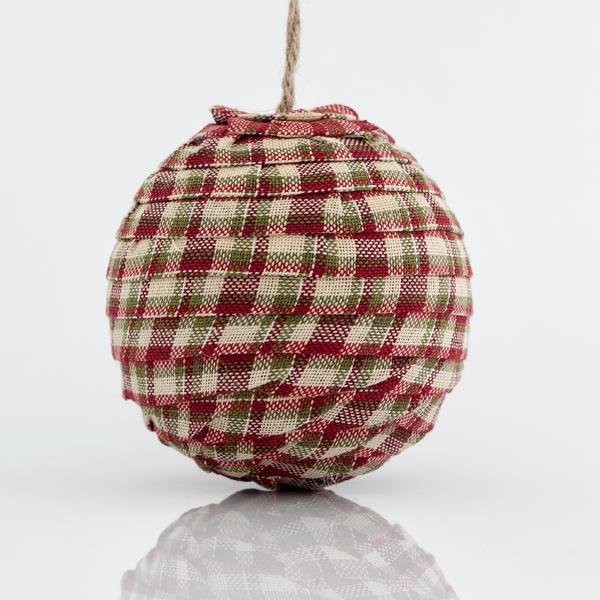 BOLA ROJA CON VERDE, TELA, 10cm