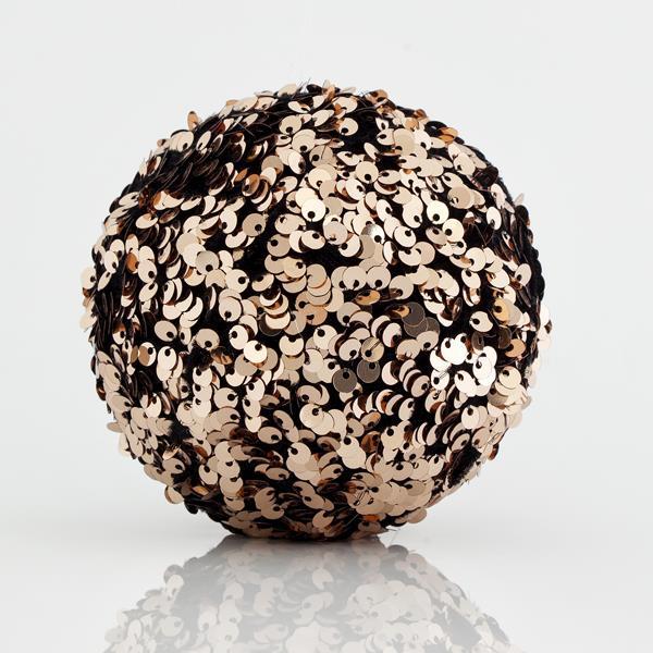 BOLA MARRÓN CON LENTEJUELAS, 10cm