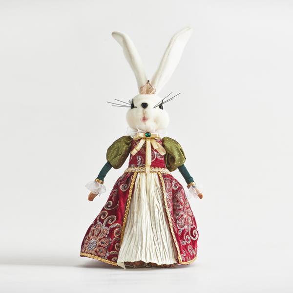 SEÑORA CONEJO CON ROPA BORGOÑA, 22x16x31cm