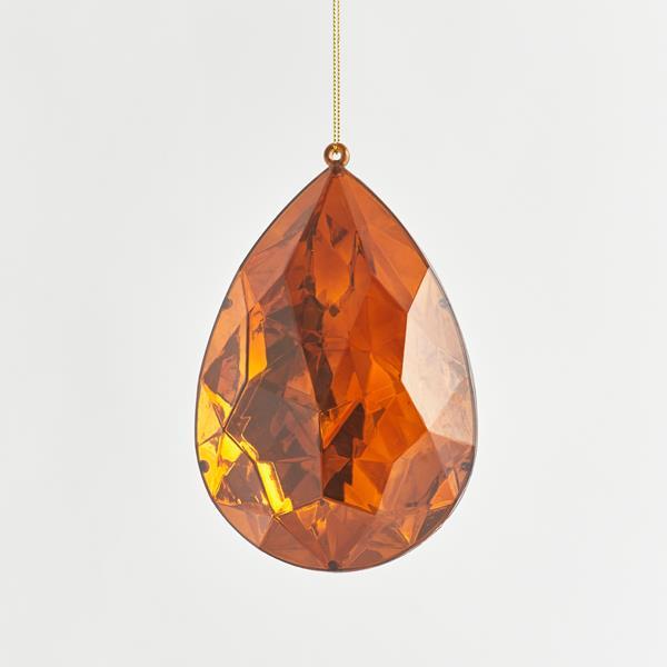 ADORNO COLGANTE, GOTA, ÁMBAR OSCURO, 10x6x15cm