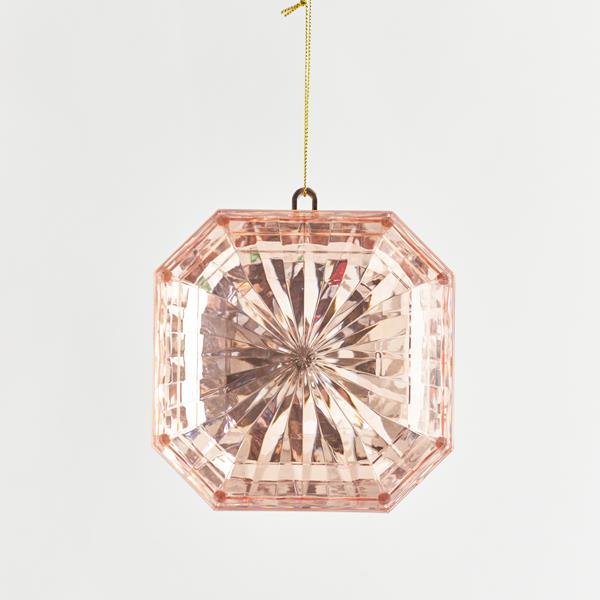 ADORNO COLGANTE, DIAMANTE, CUADRADO, ORO ROSA, 12x5x13cm