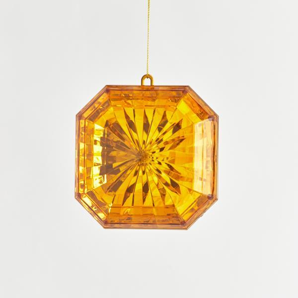ADORNO COLGANTE, DIAMANTE, CUADRADO, ÁMBAR, 12x5x13cm