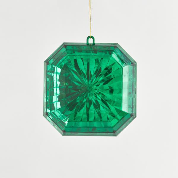 ADORNO COLGANTE, DIAMANTE, CUADRADO, VERDE ESMERALDA, 12x5x13cm