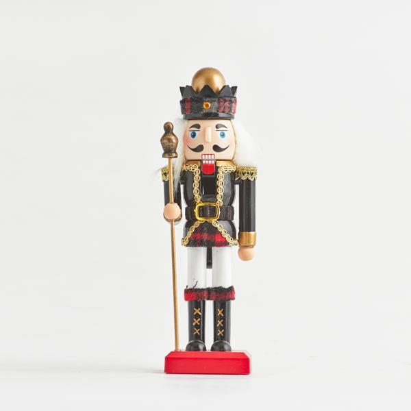 CASCANUECES DE PLÁSTICO CON SOMBRERO A CUADROS, ORO NEGRO, 25,5 cm