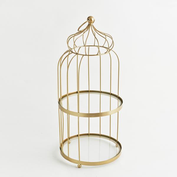 JAULA, DOS PISOS, METAL, DORADA, 24x53x58cm