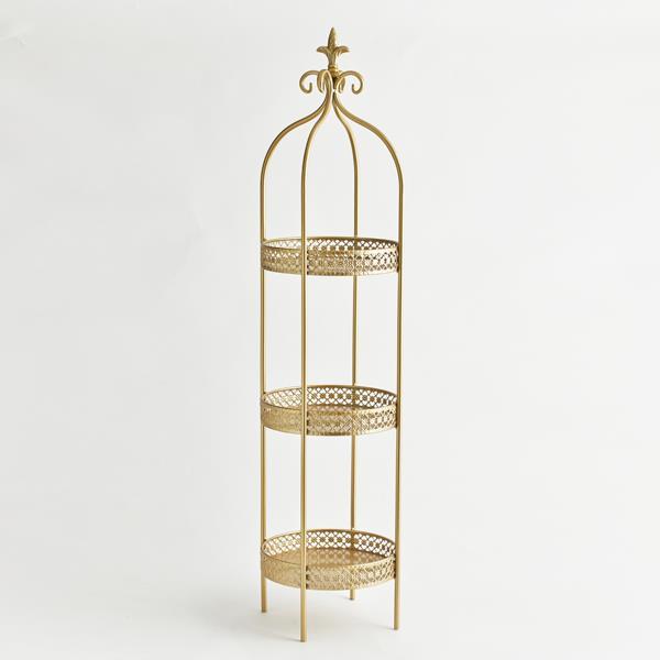 JAULA, TRES PISOS, METAL, DORADO, 23x21,5x91cm