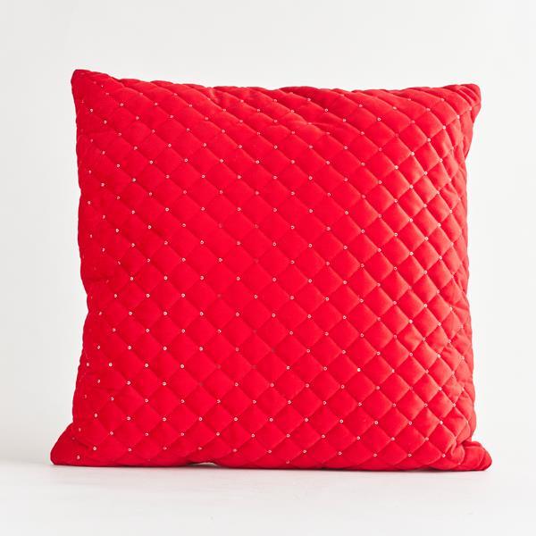 COJÍN, ROJO, TERCIOPELO, 45x45cm